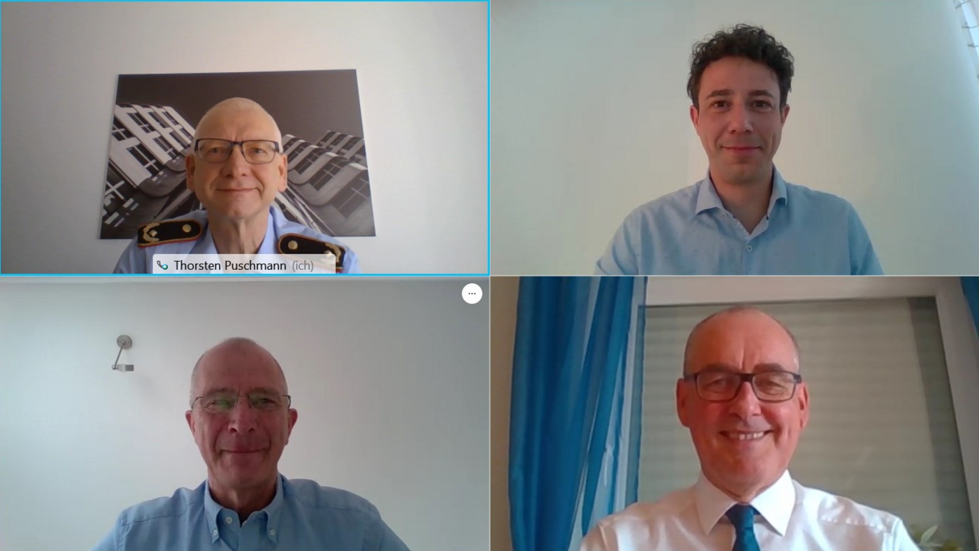 20210419 Interview mit BeschO Bei der Abschlussbesprechung zum Interview: v.l.n.r die Herren Puschmann, Fühner, Lichtmeß und Dr. Liesenhoff