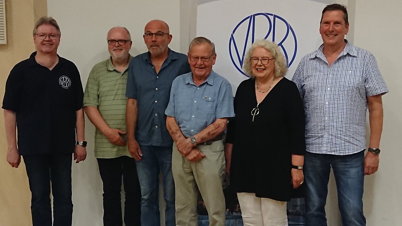 Mitgliederversammlung Husum v.l.n.r. Peter Maschmeyer, Peter Jacubowsky, Frank Ideus, Horst Engel, Ines Richert, Dirk Ulrich