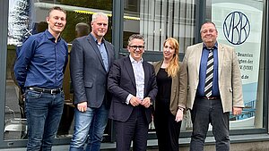 Teile des Bereichsvorstands mit dem Abgeordneten Dr. Rodolph, v.l.n.R. Marc Muth, Oliver Henrich, MdB Dr. Rudolf, Kerstin Windhäuser, Klaus Schütte