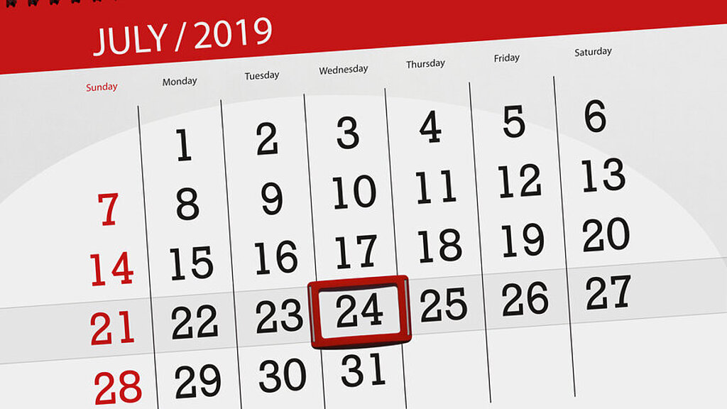 Termin am 24. Juli 2019 Termin am 24. Juli 2019