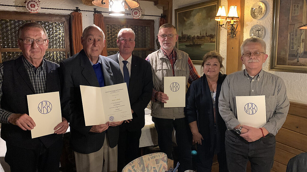 20191023 StOGrp. Wesel Niederrhein Jahreshauptversammlung v.l.n.r. Werner Vestring, Dieter Ludwig, Michael Meister, Heinrich Stammen, Gabriele Peraglie, Manfred Nöthling 20191023 StOGrp. Wesel Niederrhein Jahreshauptversammlung
